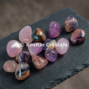 Achetez en ligne des pierres d'améthyste roulées pour la décoration de la maison Feng Shui, sculptées avec des gravures de Rozrin Crystals - Product Image 2
