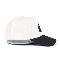 Zwart-witte tweekleurige handgebreide 6-delige 100% katoenen baseballcaps met metalen gespsluiting voor unisex volwassenen
