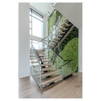 Optima Escalier en bois Mono Stringer Escalier avec garde-corps en verre Escalier de taille personnalisée Escalier en forme de L