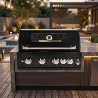 Barbecue à gaz encastrable en acier inoxydable noir, 4 brûleurs, appareil de cuisson pour cuisine extérieure