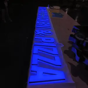 Toko iklan kustom lampu dinding depan lampu Led surat akrilik tanda Hotel luar ruangan Restoran huruf penunjuk 3D