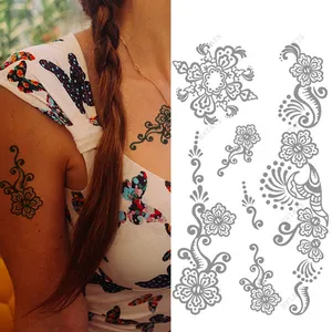 Bxtats 40 Styles Henna Mehndi Waterproof Tattoo Stickers For Women Jewelry Lace Moon Moth Flowers Semi Permanent Tattoo