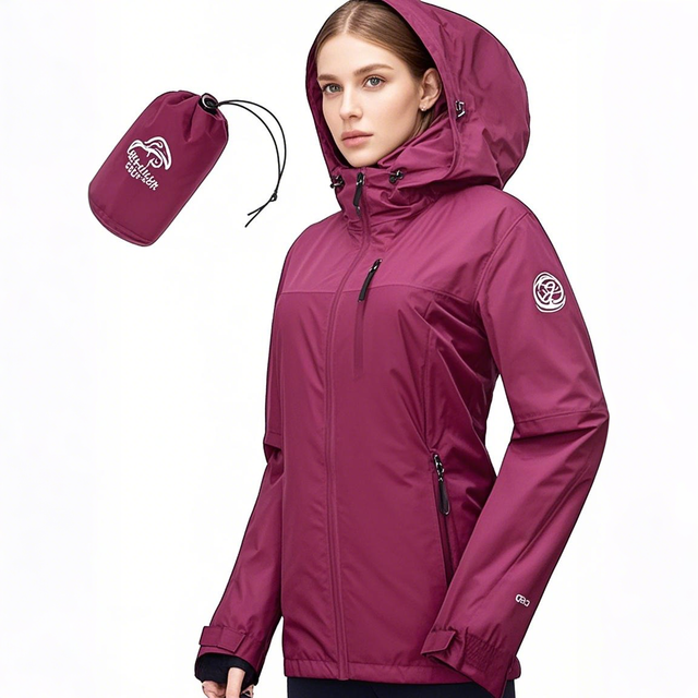 Women's Lightweight Double-Layer Soft Rain Jacket Packable Waterproof Windbreaker Hood for Cycling Bike Stand Zipper Daily Wear