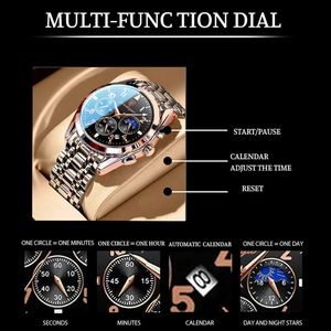 Reloj POEDAGAR 816 para Hombre, Acero Inoxidable, de Lujo, para Negocios, Resistente al Agua, Luminoso, de Cuarzo, Reloj Masculino - Product Image 4