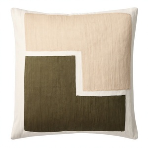 Bohemian Geometric Floral Vintage Pattern Square Wool <b>Throw</b> Pillow Cover Zipper Closure Removable Washable Olive Beige <b>White</b> - Product Image 1