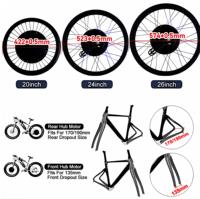 Kit de conversion de moyeu arrière pour vélo électrique avec moteur sans balais 250-3000W pour vélos électriques à pneus larges de 20/24/26 pouces, écran LCD, aluminium