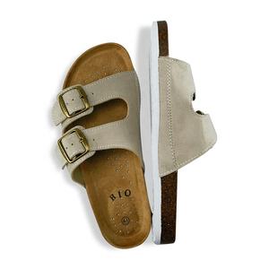 Sandalias Planas de Mujer con Soporte de Arco, 2 Correas Ajustables con Hebilla, Diseño sin Cordones, Suela Antideslizante de <span class=keywords><strong>EVA</strong></span>, Parte Superior de Cuero Genuino - Product Image 4