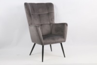 Fauteuil de loisirs moderne en velours capitonné, rembourrage doux, confortable, avec pieds en métal noir, pour la maison, le bureau, le salon, la chambre, l'appartement