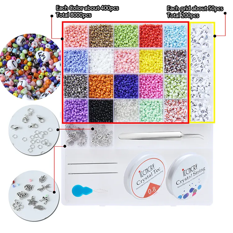 2023 Hot Selling Glass Seed Beads Handmade Diy Craft Kit Colorful Round Glass Pony Beads for Jewelry Making