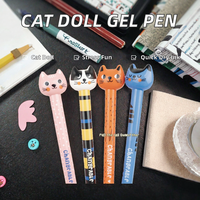 Stylo gel en forme de chat mignon, séchage rapide, anti-stress, amusant, neutre, noir 0,5 mm, plastique, pour le bureau et l'école