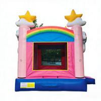 Château gonflable commercial Rainbow Pegasus DST en PVC, motif étoiles et nuages, capacité supérieure à 500 kg, idéal pour les fêtes en extérieur