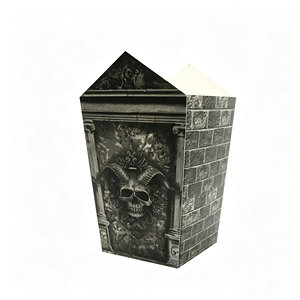 6 Cajas de Papel Vintage con Estampado de Calaveras Espeluznantes, Cajas de Palomitas con Forma de Lápida y Ataúd para Fiestas de Halloween - Product Image 5