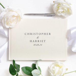 <strong>Personalised</strong> Linen Guest <strong>Book</strong> Engagement Scrapbook Linen Hardcover <strong>Wedding</strong> Guest <strong>Book</strong> - Product Image 1