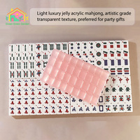 Jeu de Mahjong Américain Moderne de Luxe en Acrylique Effet Gelée, Tuiles Sculptées à la Main, Jeu de Société Portable de Qualité Professionnelle pour Fêtes