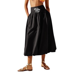 A Line Women Denim Mini <b>Skirt</b> Summer <b>Elastic</b> Natural Waist Casual Eco-Friendly Breathable Fairy Ruff Womens Bubble Shorts - Product Image 1