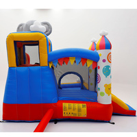 Château gonflable en forme d'éléphant avec toboggan, aire de jeux sur le thème des fleurs, utilisation commerciale, matériau PVC, équipement d'obstacles pour l'extérieur et l'intérieur