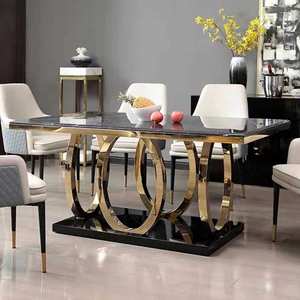 Table de salle à <span class=keywords><strong>manger</strong></span> italienne en marbre 6 places meubles de maison ensemble de table à <span class=keywords><strong>manger</strong></span> moderne en métal de luxe pour 4 personnes - Product Image 5