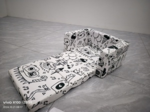 Personalizable 2-en-1 Convertible Sherpa gris niño sofá plegable moderno niños sofá silla para dormitorio sala de estar - Product Image 6