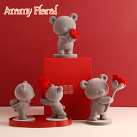 AM-GCB05 Ammy Mignon Ours avec Boîte Cadeau Rose, Expression d'Amour, Bouquet de Fleurs, Pièce Décorative