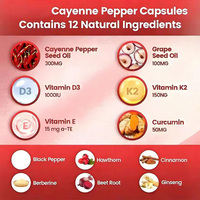 Poivre de Cayenne 60 120 240 Gélules Molles Capsules de Piment Fort Soutien du Système Immunitaire, Santé Cardiaque, Système Circulaire