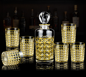 Juego de Decantador de Whisky de Cristal con Borde Dorado, Decantador de 750 ml con Seis Vasos de Whisky de 300 ml, Decantador para Licor, Vodka, Vino, <span class=keywords><strong>Bourbon</strong></span> - Product Image 4