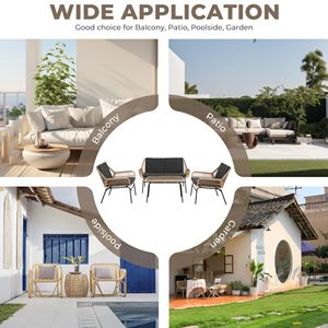 Dwoo High Quality <span class=keywords><strong>Garden</strong></span> All Weather Rattan Chair Juego de mesa de centro 4 piezas Juego de muebles de patio al aire libre - Product Image 6