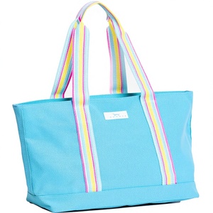 Grand sac de plage rayé pour femmes - Sac fourre-tout durable en maille tissée pour la plage et la <span class=keywords><strong>piscine</strong></span>, idéal pour les escapades à la plage - Product Image 1