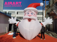 Père Noël gonflable en forme d'œuf, modèle gonflable de Père Noël à barbe blanche, corps rond, style dessin animé, pour les fêtes de Noël, Père Noël joyeux
