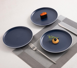 7.5 Inch Matte Blue Rimmed Ceramic <b>Side</b> <b>Plate</b> In Stock Factory Discount Wholesale Custom Logo For Restaurant Hotel - Product Image 3