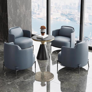 Hotel <b>Sofa</b> PU Leather Metal Frame Durable Lounge Chair For Reception Area - Product Image 2