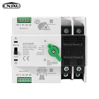 Commutateur de transfert automatique monophasé sur rail DIN pour PV et onduleur, double alimentation, 100A, ininterrompu, 2P 63A 125A