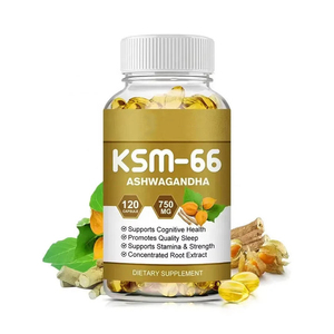 Compléments alimentaires bio purs à base d'extrait d'ashwagandha KSM-66 pour le soulagement du stress, extrait de racine d'ashwagandha, capsules d'ashwagandha KSM-66 - Product Image 1