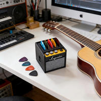 Boîte de rangement pour médiators de guitare ukulélé, organisateur de bureau en forme de haut-parleur artistique moderne pour musiciens et guitaristes