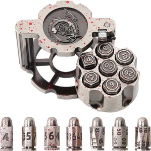 Récipient de cylindre de revolver rotatif en métal polyédrique de 8 pièces pour les jeux de table sur le thème du crime de guerre de D & D et de science-fiction - Product Image 5
