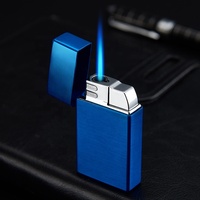 Briquet au butane rechargeable à double injection directe, briquet pistolet à flamme jet coupe-vent