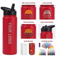 Bouteille d'eau portable personnalisée de 500 ml en acier inoxydable 304 à double paroi isolée sous vide, écologique, avec paille et poignée pour le sport et la gym