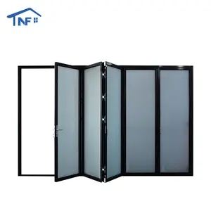 Soundproofing interior double glazed folding door accordion aluminum door
