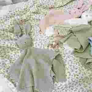 Doudou en tricot de coton pour nouveau-né, motif ours ou lapin, couverture de sécurité pour bébé - Product Image 3
