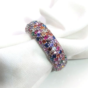 بارعة الإناث جميلة مليئة بالحيوية 14 الألوان حجر الفضة خاتم الزواج - Product Image 5