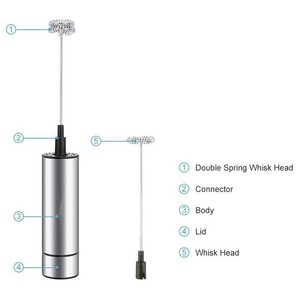 ステンレス鋼泡立て器ハンドヘルドフォームメーカーブレンダー自動バッテリー電気コーヒーミキサーミルク泡立て器 - Product Image 3