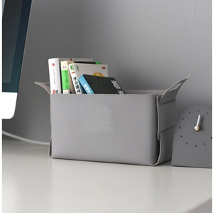In stock. Nordic style leather storage <b>basket</b>, suitable for living room and bedroom miscellaneous items, desktop book organizer. - Product Image 3