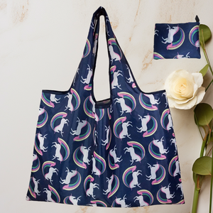 Sac fourre-tout pliable réutilisable en gros, personnalisé, en polyester écologique recyclé, sac de courses promotionnel, sac d'expédition avec poignée longue - Product Image 6