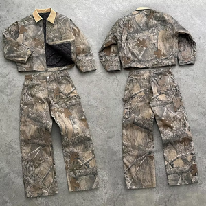 Custom Wholesale Streetwear Casual Camoflouge Tracksuit Men Carpenter Cargo Pants and Zipper Reals Tree <b>Camo</b> <b>Jacket</b> Set - Product Image 1
