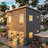 Casas modulares prefabricadas de alta calidad Akay, con estructura de acero y paneles sándwich, plegables, para zonas comerciales.
