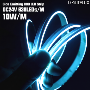 Side Glow High Density <b>RGB</b> COB LED Strip Light 24V 630 LEDs 8mm 10W Flexible for Narrow Groove Lighting - Product Image 3