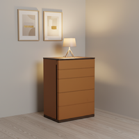 Commode moderne en bois massif à cinq niveaux avec armoire à tiroirs en cuir - Meubles de luxe pour chambre à coucher et salon, respectueux de l'environnement