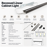 Barre lumineuse LED ultra-fine à haute luminosité intégrée pour armoire, éclairage invisible DC12V, profil en aluminium, éclairage dissimulé pour vitrine FREE1019-11