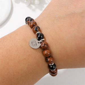 Brazalete de cuentas de piedra de ágata de lapislázuli natural Acero inoxidable 12 signo del zodiaco encanto pulsera regalo Pulseras de Moda - Product Image 4