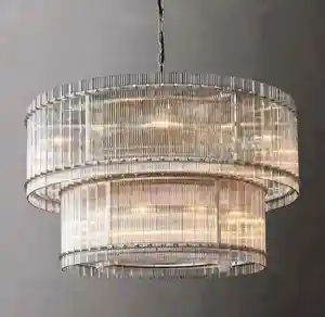 Moderne Fabriek Prijs Instaplamp Glas Staal Kroonluchter San Marco Dubbellaags Licht Hangende Verlichting Voor Master Room