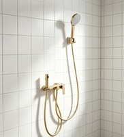 Système de douche mural WEIHAO en laiton brossé doré non revêtu, avec douchette à main et pulvérisateur de bidet, ensemble combiné